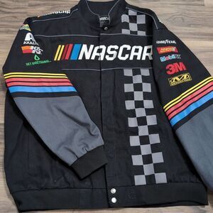 Nascar  Generic  JH‎ Design Black  Full-Snap  Cotton Twill Jacket Button Pockets